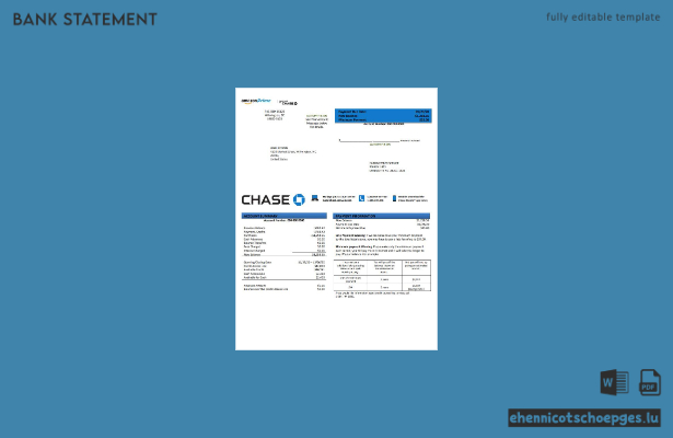USA Chase Bank Kreditkartenabrechnung – Beispieltext (Vorschau)